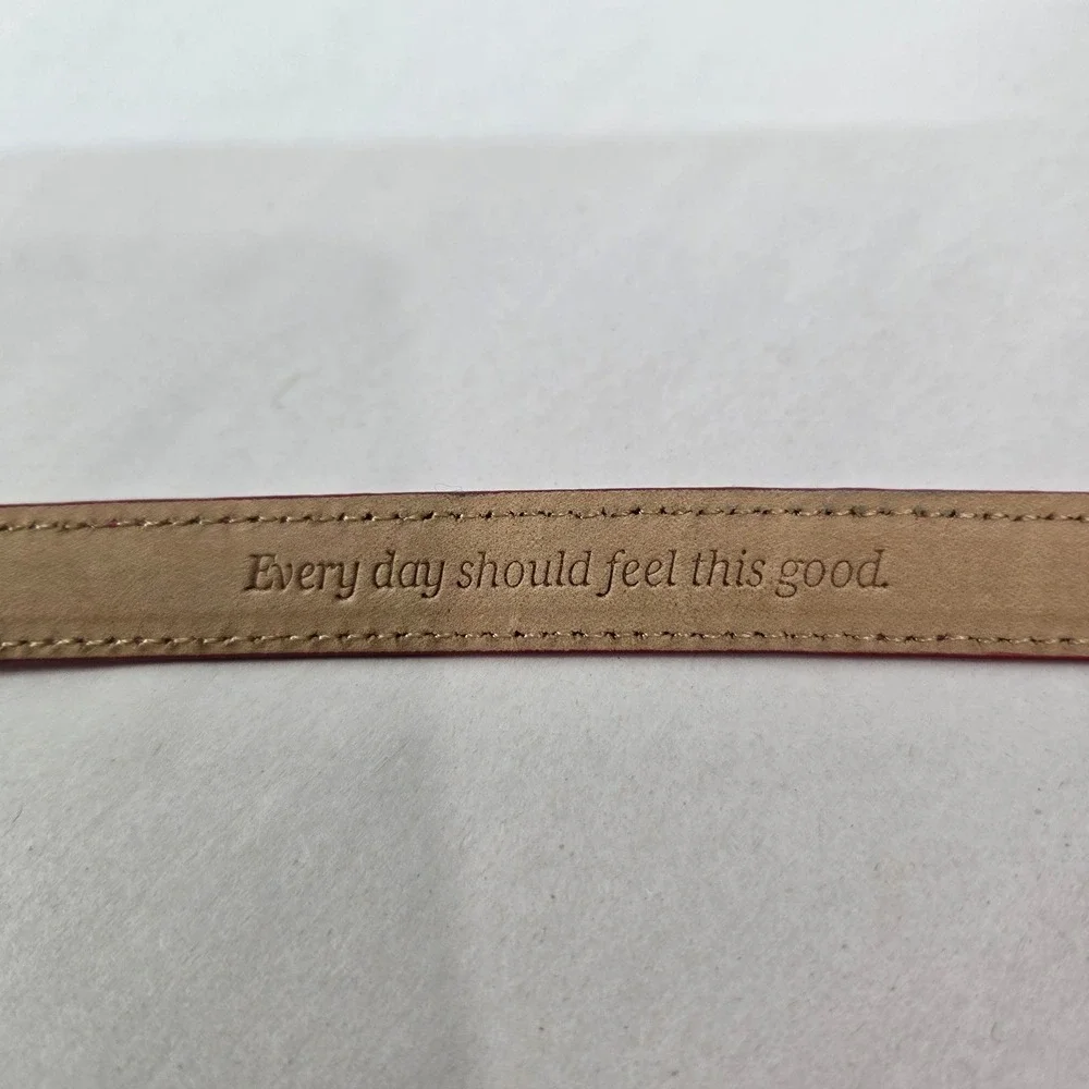 Vineyard Vines Pink Leather Belt Size Medium Skinny Enamel Buckle Barbie #985